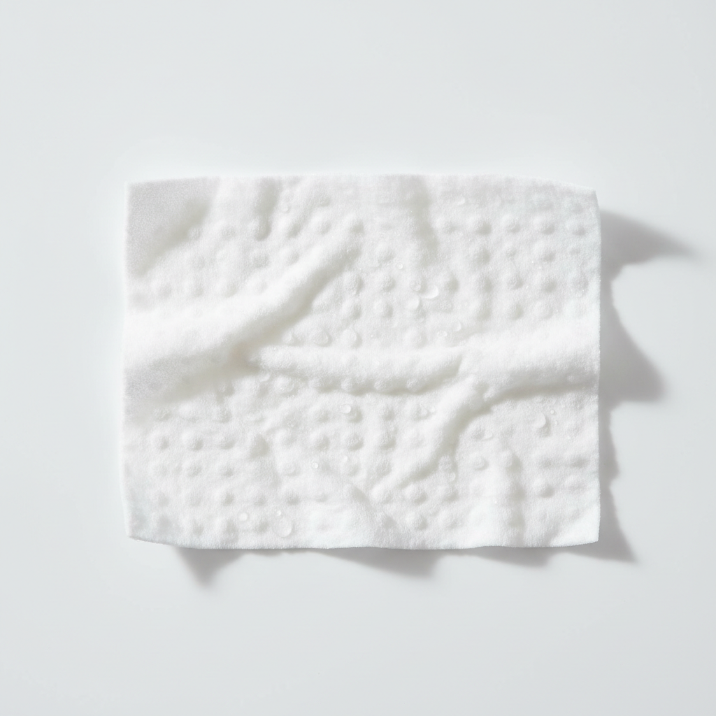 Textured single dog wipe, thick and moist, made from soft plant-based material